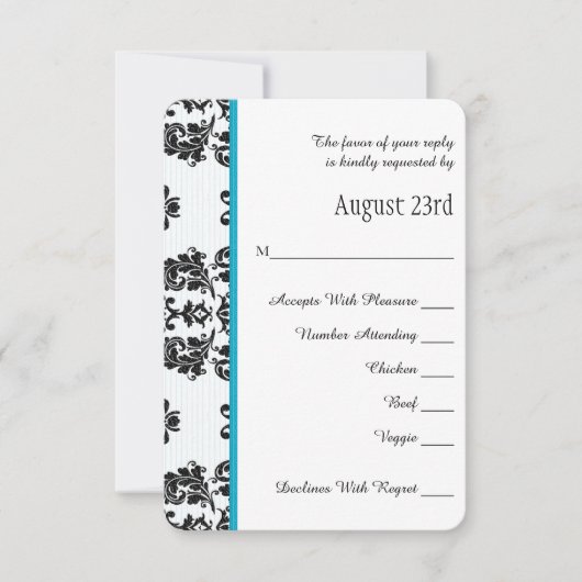 Carte Mariage RSVP Paris Tour Eiffel Turquoise (Devant)