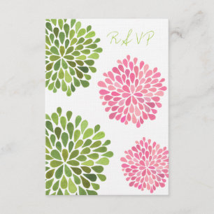 Carte Mariage RSVP Pink & Green Floroms
