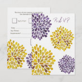 Carte Mariage RSVP Purple Yellow Floroms (Devant / Derrière)