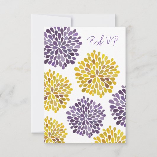 Carte Mariage RSVP Purple Yellow Flower Blossoms (Devant)