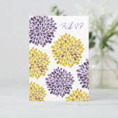 Carte Mariage RSVP Purple Yellow Flower Blossoms (Debout devant)
