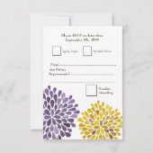 Carte Mariage RSVP Purple Yellow Flower Blossoms (Dos)