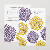 Carte Mariage RSVP Purple Yellow Flower Blossoms (Devant / Derrière)