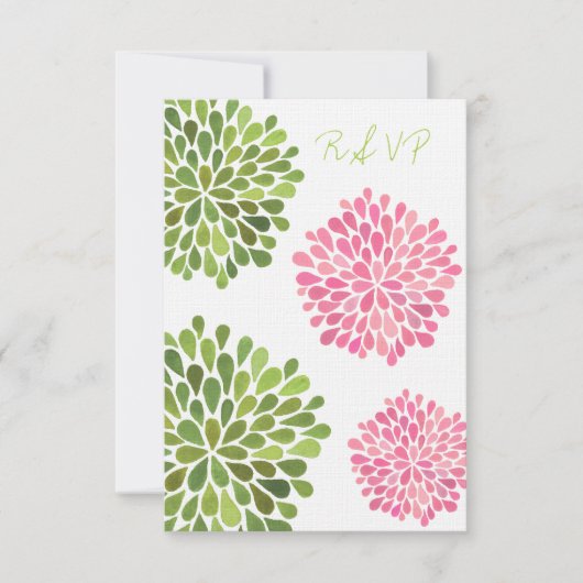 Carte Mariage RSVP Rose & Green Floroms (Devant)