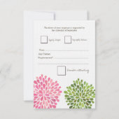 Carte Mariage RSVP Rose & Green Floroms (Dos)