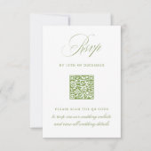 Carte Mariage RSVP Sage Green QR Code élégant (Devant)