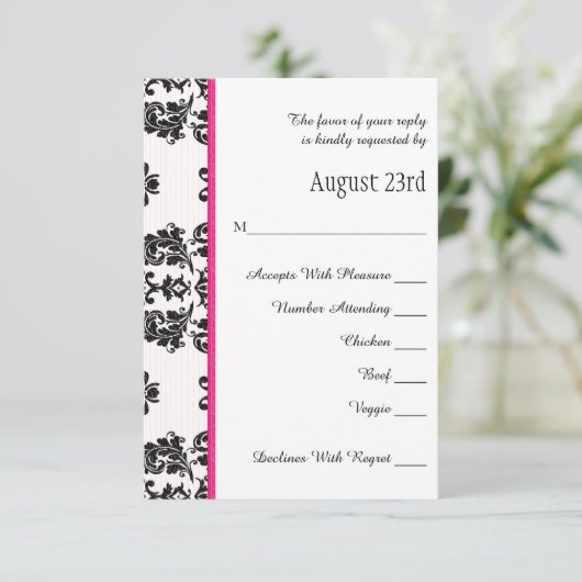 Carte Mariage RSVP Tour Eiffel Parisienne Rose Cha (Debout devant)