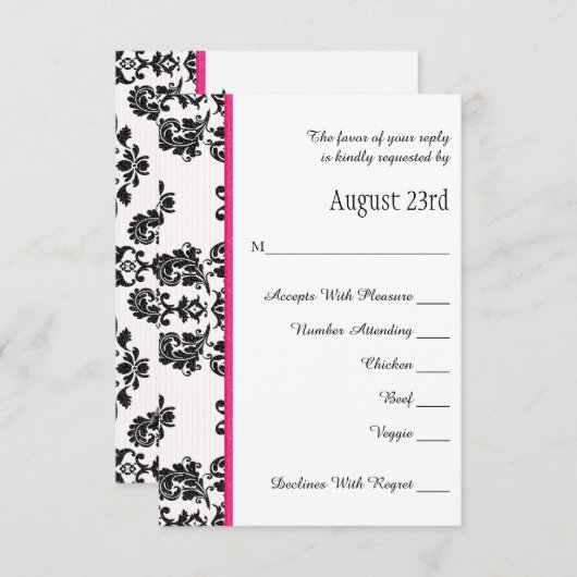 Carte Mariage RSVP Tour Eiffel Parisienne Rose Cha (Devant / Derrière)