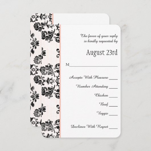 Carte Mariage RSVP Tour Eiffel rose (Devant / Derrière)