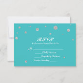 Carte Mariage RSVP Turquoise & Silver Parties scin (Devant)