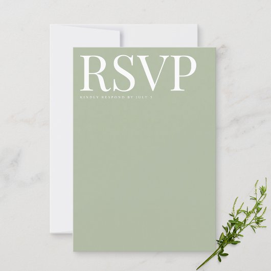Carte Mariage RSVP verte Sage moderne