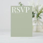 Carte Mariage RSVP verte Sage moderne (Debout devant)