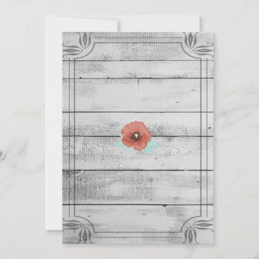 Carte Mariage Rustique Blanc Pavot Fleurs (Dos)