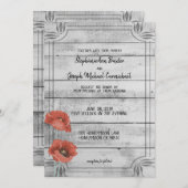 Carte Mariage Rustique Blanc Pavot Fleurs (Devant / Derrière)
