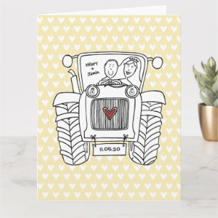 Carte Mariage Rustique de Pays de Tracteur Personnalisé