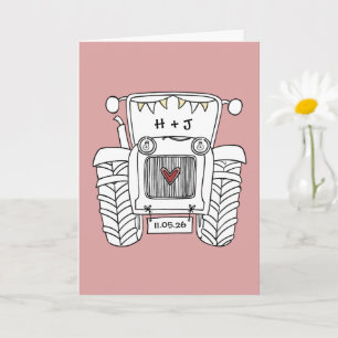 Carte Mariage Rustique de Tracteur Personnalisé