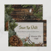 Carte Mariage Rustique en Forêt Bois foncé Branche de fe (Devant / Derrière)