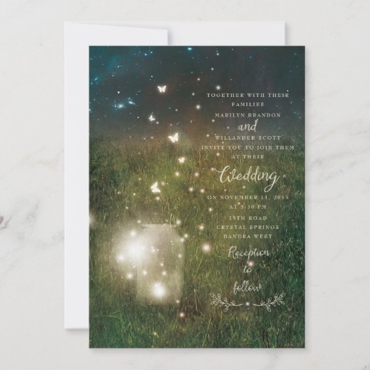 Carte Mariage rustique Enchanted Forest Mason Jar (Devant)