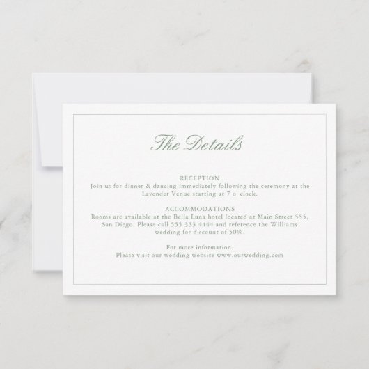 Carte mariage Sage Green Crest Monogram Détails (Devant)