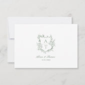 Carte mariage Sage Green Crest Monogram Détails (Dos)
