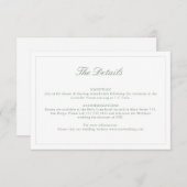 Carte mariage Sage Green Crest Monogram Détails (Devant / Derrière)