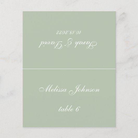 Carte Mariage Sage Green - Nom de l'invité imprimé (Devant)