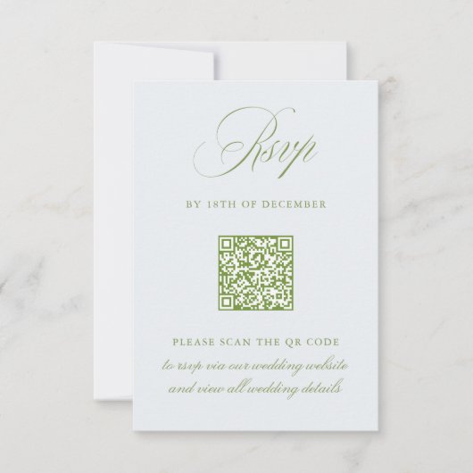 Carte Mariage Sage Green & Sky Blue QR Code RSVP (Devant)