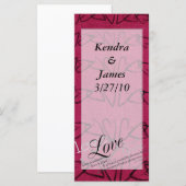 Carte Mariage Signet Faveurs Amour Coeurs (Devant / Derrière)