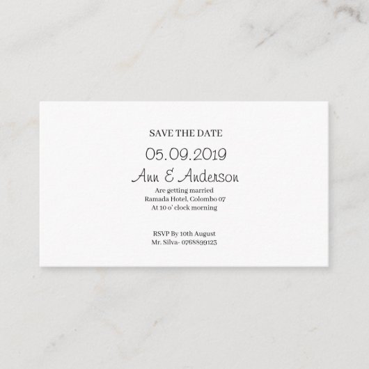 Carte Mariage simple (Devant)