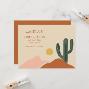 Carte Mariage Simple Bohème du Désert Enregistrer la Dat