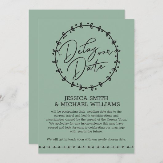 Carte Mariage simple Coronavirus Changer de date (Devant / Derrière)