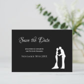 Carte Mariage Simple Enregistrer Date Noir Blanc Mariée (Debout devant)