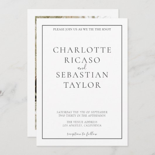 Carte Mariage simple et élégant (Devant / Derrière)