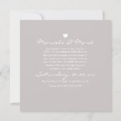 Carte Mariage Simple Moderne de Cœur pour Célébration de (Dos)
