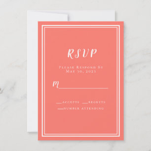 Carte Mariage Simple Moderne Minimaliste Corail Blanc RS