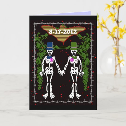 Carte mariage squelettique 2 (Fleur jaune)