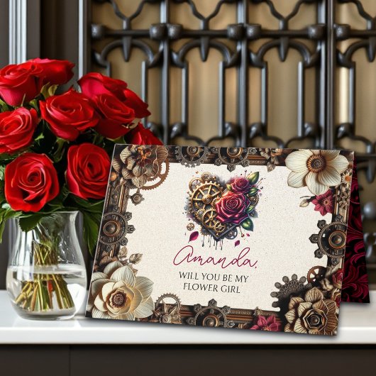 Carte Mariage Steampunk | Seras-tu ma fille aux fleurs ?