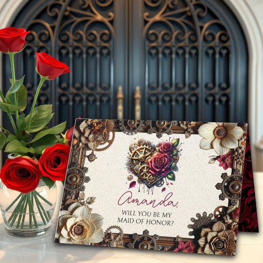 Carte Mariage Steampunk | Serez-vous ma servante d'honne