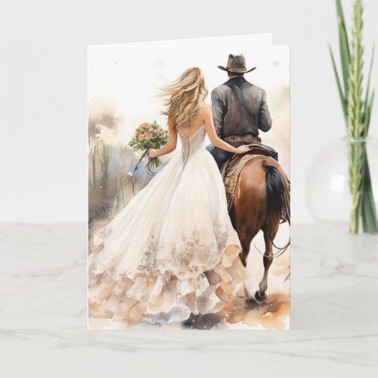 Carte Mariage Stetson & dentelle : Grace galopante (Devant)