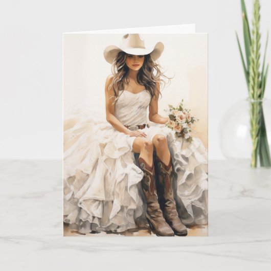 Carte Mariage Stetson & dentelle : Mariée en fleur de so (Devant)