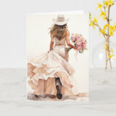 Carte Mariage Stetson & dentelle : Mariée en fleurs (Fleur jaune)
