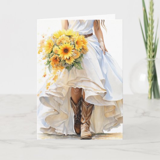Carte Mariage Stetson & dentelle : Serenading Sunflowers (Devant)