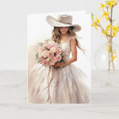 Carte Mariage Stetson & dentelle : Silhouettes Stetson (Fleur jaune)