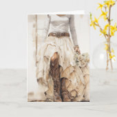 Carte Mariage Stetson & dentelle : Western Belle (Fleur jaune)