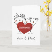 Carte Mariage Stick Figure Couple Avec Coeur (Fleur jaune)
