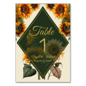 Carte Mariage Sunflower Forest Green & Gold Table  (Dos)