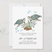 Carte Mariage sur la plage des tortues de mer (Devant)