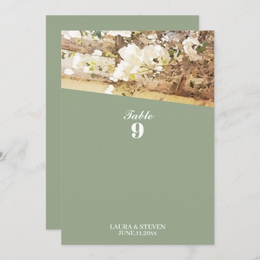 Carte Mariage table plat pendaison fleurs de jasmin (Devant / Derrière)