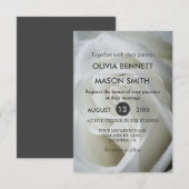 Carte Mariage texturée Rose blanche (Devant / Derrière)