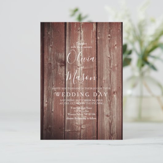 Carte Mariage texturée Rustic Barn Door (Debout devant)